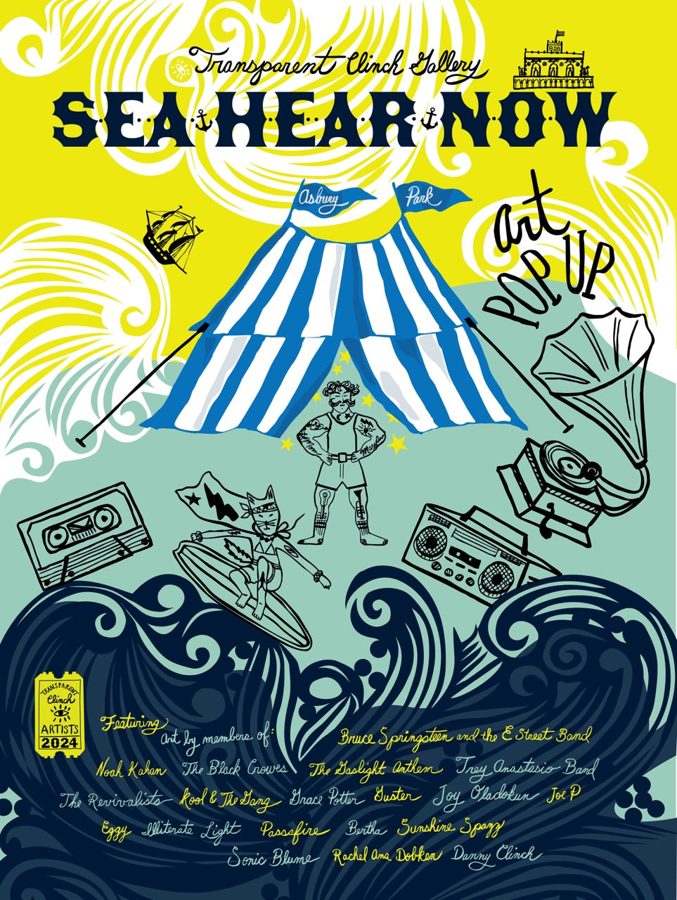 Transparent Clinch Gallery / Sea.Hear.Now 2024 Art Tent Poster by Elizabeth Grubaugh