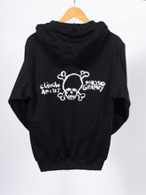 Load image into Gallery viewer, Transparent Clinch Gallery Black Zip-Up Hoodie w/ Skull and Crossbones
