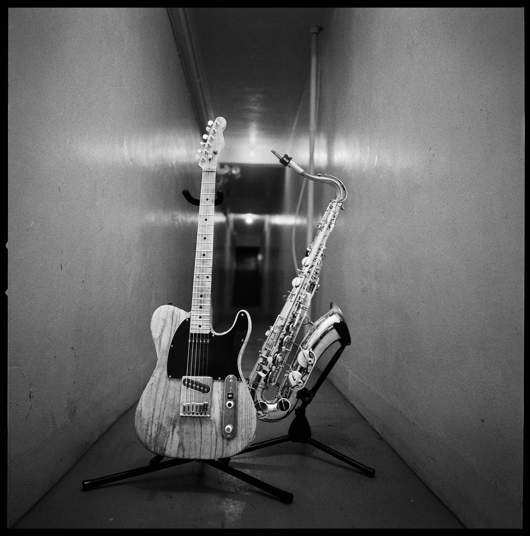 Bruce Springsteen's Guitar and Clarence Clemons' Saxophone (Asbury Park, 2000) - Transparent Clinch Gallery